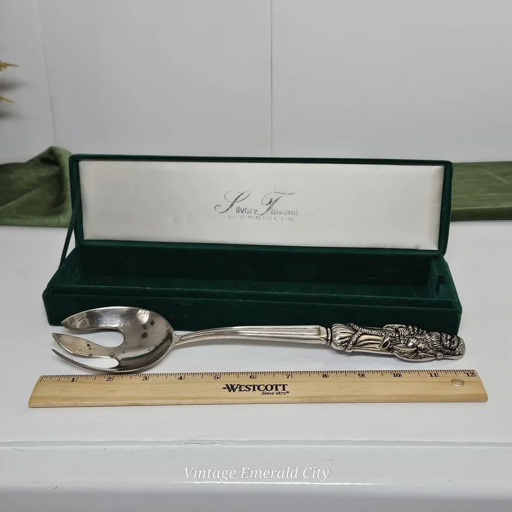 Vtg Silver Treasures By Godinger Silverplate Holiday Santa Slotted Serving Spoon